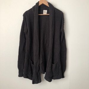 Billabong Chunky Knit Black Open Cardigan Sweater